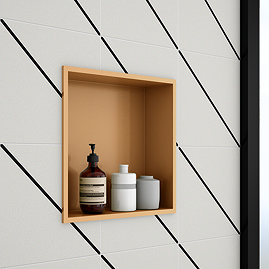 Arezzo 305 x 305 Square Shower Niche - Brushed Copper