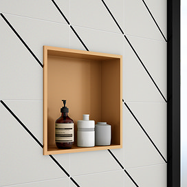 Arezzo 305 x 305 Square Shower Niche - Brushed Copper