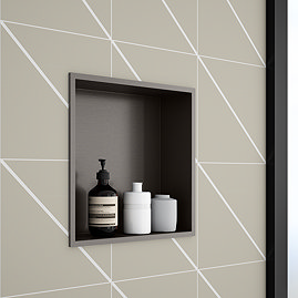 Arezzo 305 x 305 Square Shower Niche - Brushed Gunmetal