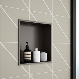 Arezzo 305 x 305 Square Shower Niche - Brushed Gunmetal