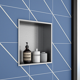 Arezzo 305 x 305 Square Shower Niche - Brushed Steel