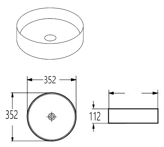 Arezzo 352mm Gloss White Round Counter Top Basin