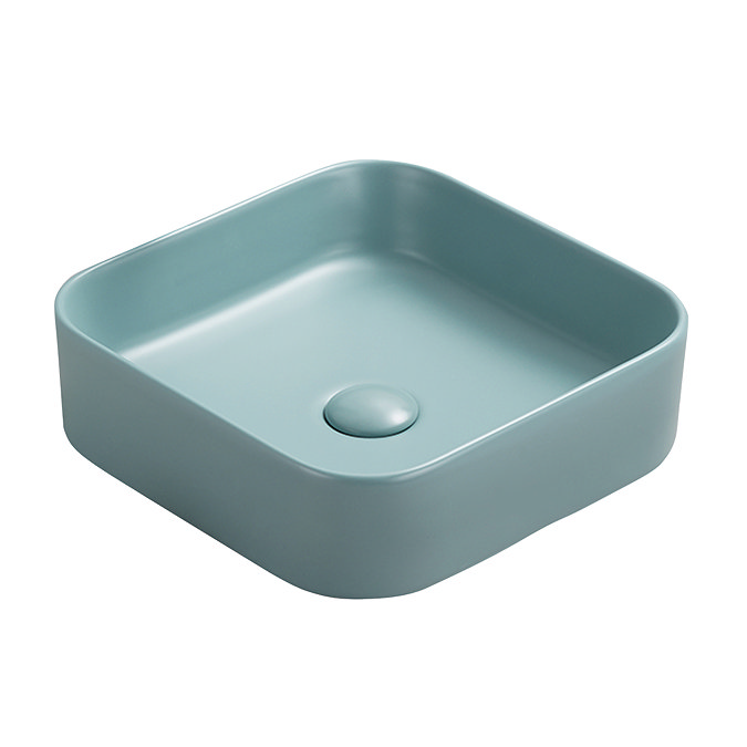 Arezzo 370 x 370mm Curved Square Counter Top Basin - Matt Green  Profile Large Image