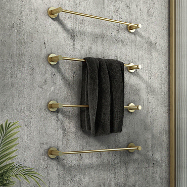 Arezzo 4-Bar Industrial Style Brushed Brass Round Towel Rail  Profile Large Image