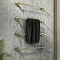 Arezzo 4-Bar Industrial Style Brushed Brass Round Towel Rail Large Image