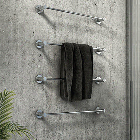 Arezzo 4-Bar Industrial Style Chrome Round Towel Rail Large Image