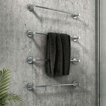 Arezzo 4-Bar Industrial Style Chrome Round Towel Rail  Profile Large Image