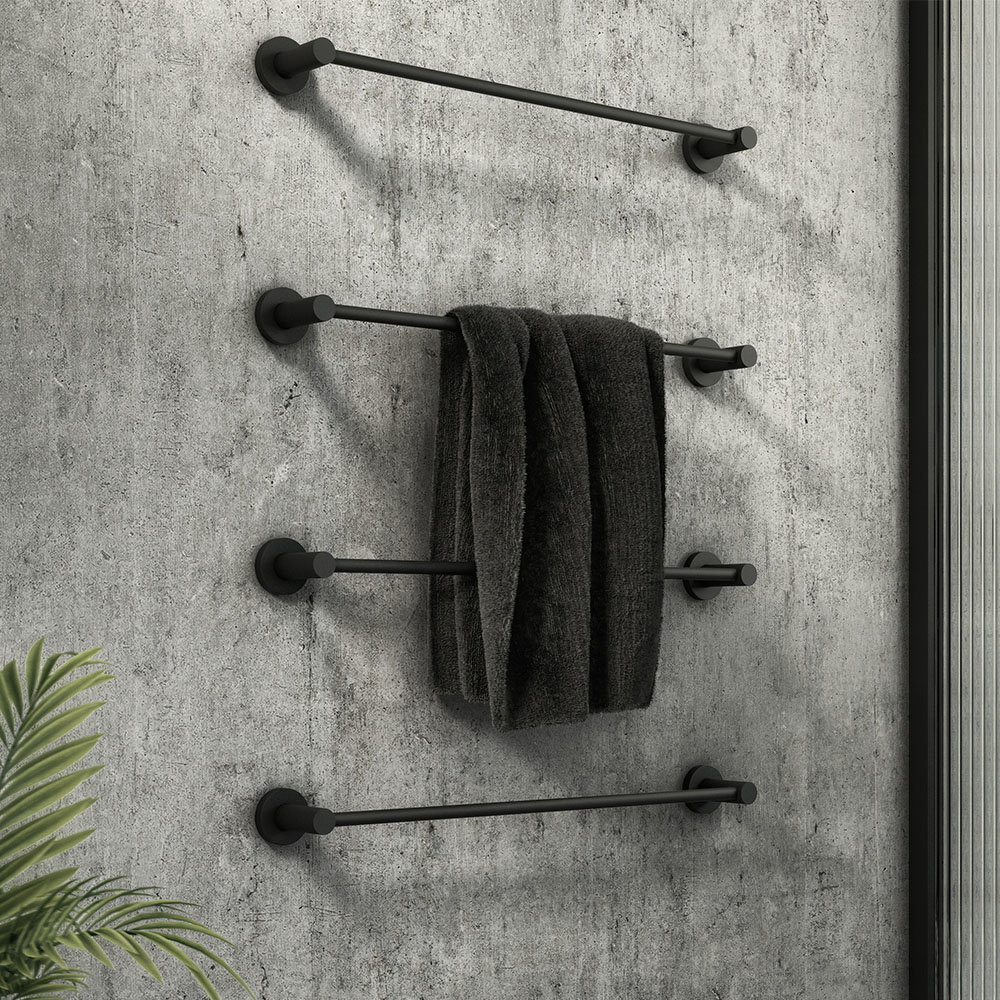 Arezzo 4 Bar Industrial Style Matt Black Round Towel Rail