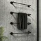 Arezzo 4-Bar Industrial Style Matt Black Round Towel Rail Large Image