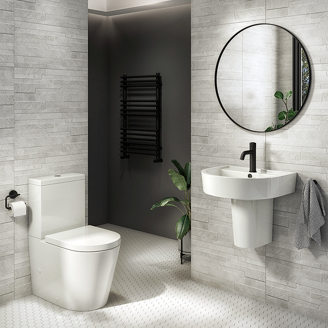 Arezzo 4-Piece Modern Bathroom Suite (Wall Hung Basin + Semi Pedestal) Large Image