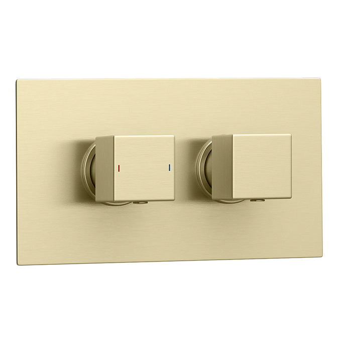 Arezzo 400mm Brushed Brass Recessed Square Shower Package with Concealed Valve + Handset