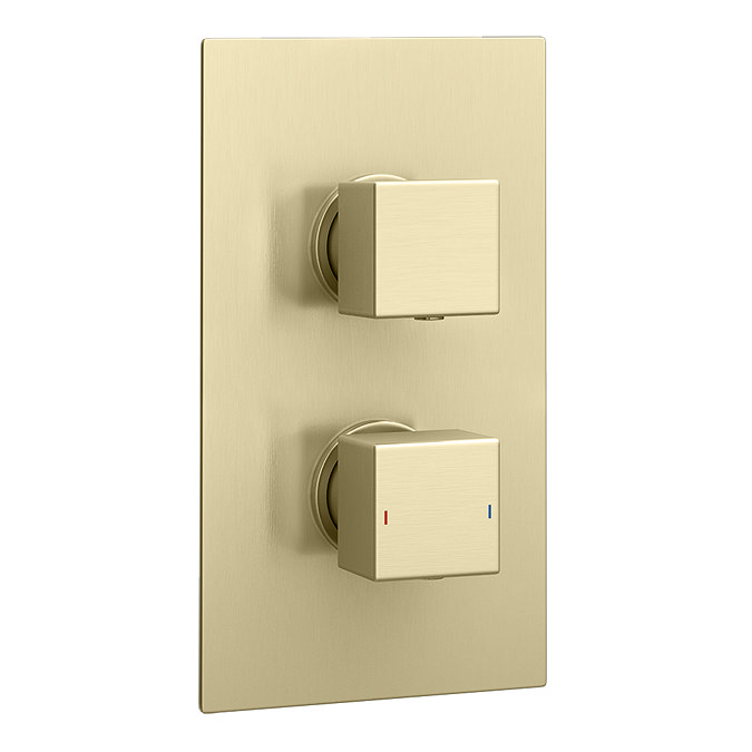 Arezzo 400mm Brushed Brass Recessed Square Shower Package with Concealed Valve + Handset