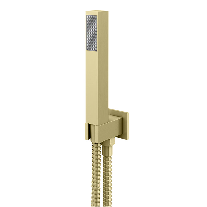 Arezzo 400mm Brushed Brass Recessed Square Shower Package with Concealed Valve + Handset