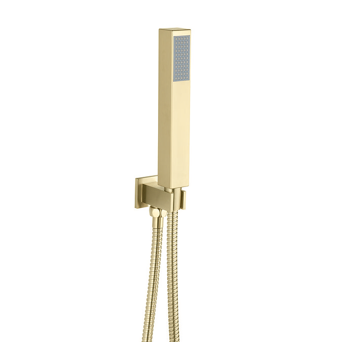 Arezzo 400mm Brushed Brass Recessed Square Shower Package with Concealed Valve + Handset