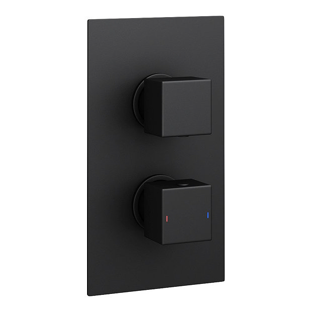Arezzo 400mm Matt Black Recessed Square Shower Package with Concealed Valve + Handset
