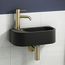 Arezzo LH 400 x 215mm Curved Wall Hung Cloakroom Basin - Matt Black Large Image