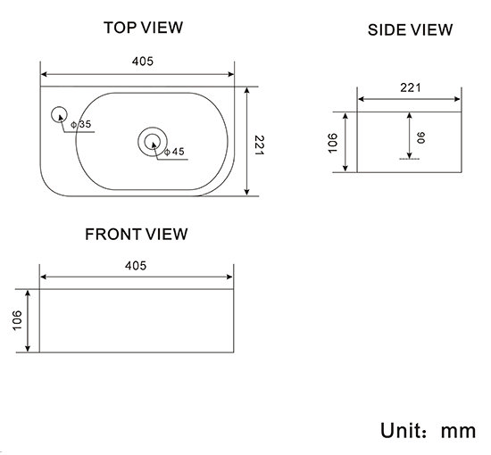 Arezzo Curved Wall Hung Cloakroom Basin 400 x 220mm - Gloss White, 1 Tap Hole