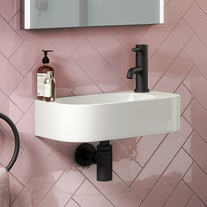 Arezzo 400 x 220mm Curved Wall Hung 1TH Cloakroom Basin Large Image