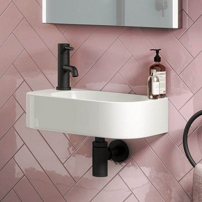 Arezzo LH 400 x 220mm Curved Wall Hung 1TH Cloakroom Basin Large Image