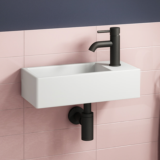 Arezzo 410 x 210mm Square Wall Hung Cloakroom Basin - Matt White ...