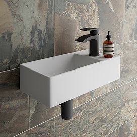 Arezzo 400 x 220mm Rectangular Wall Hung Cloakroom Basin Matt White