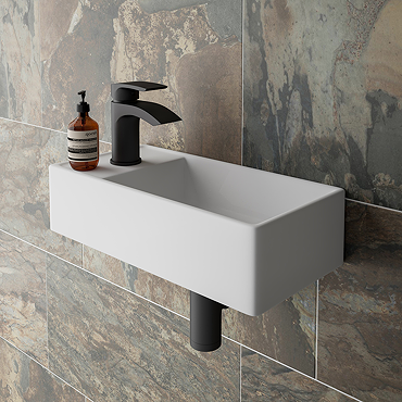 Arezzo 400 x 220mm Rectangular Wall Hung Cloakroom Basin Matt White