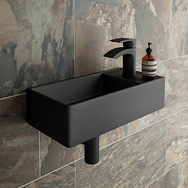 Arezzo 400 x 220mm Rectangular Wall Hung Cloakroom Basin Matt Black