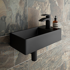 Arezzo 400 x 220mm Rectangular Wall Hung Cloakroom Basin Matt Black