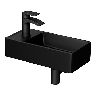 Arezzo 400 x 220mm Rectangular Wall Hung Cloakroom Basin Matt Black