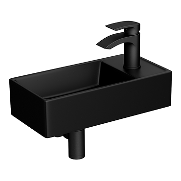Arezzo 400 x 220mm Rectangular Wall Hung Cloakroom Basin Matt Black