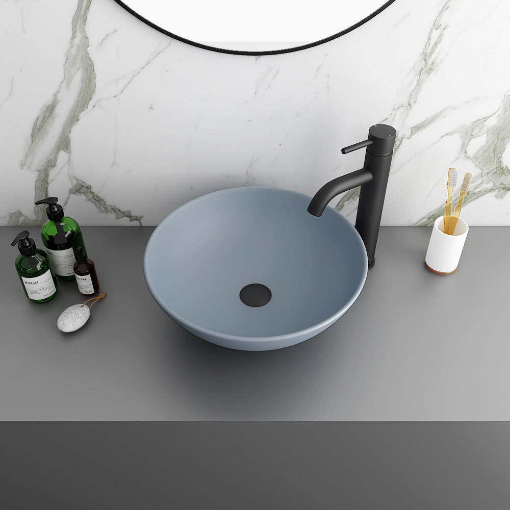 Arezzo 400mm Matt Grey Round Counter Top Basin | Victorian Plumbing UK