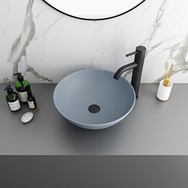 Arezzo 400mm Matt Grey Round Counter Top Basin Large Image