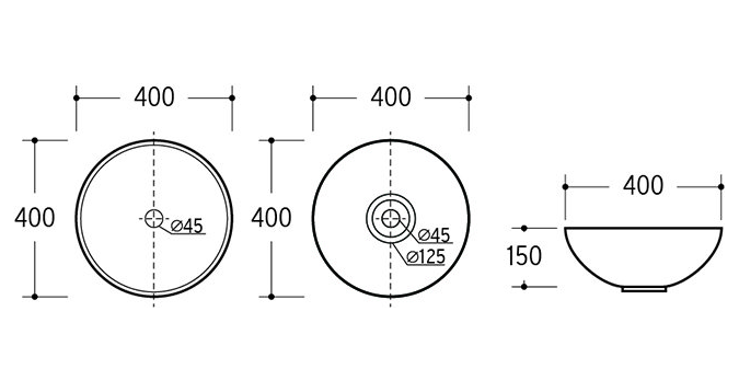 Arezzo 400mm Matt White Round Counter Top Basin