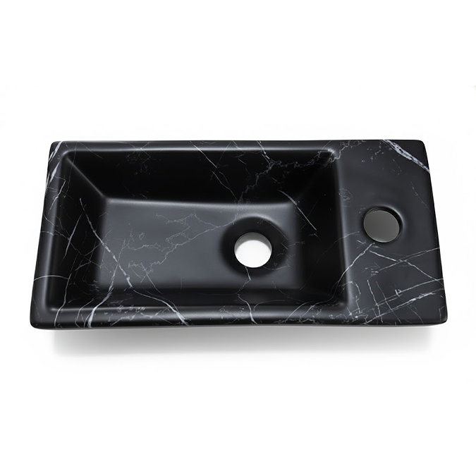 Arezzo 405 x 205mm Black Marble Cloakroom Basin with Waste