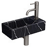 Arezzo 405 x 205mm Black Marble Effect Cloakroom Basin with Waste