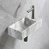 Arezzo 405 x 205mm White Marble Effect Cloakroom Basin with Waste
