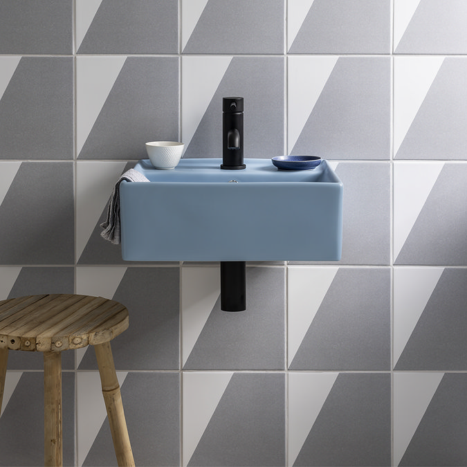 Arezzo 405mm Matt Blue Square Wall Mounted / Countertop Basin