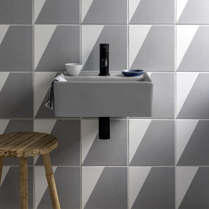 Arezzo 405mm Matt Grey Square Wall Mounted / Counter Top Basin