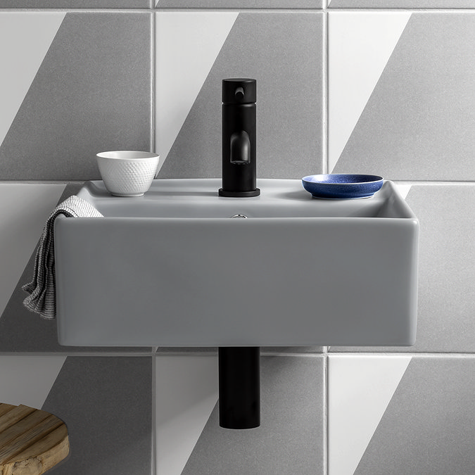 Arezzo 405mm Matt Grey Square Wall Mounted / Counter Top Basin