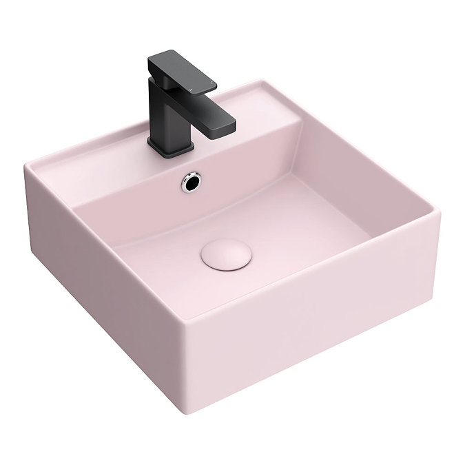 Arezzo 405mm Matt Pink Square Wall Mounted / Counter Top Basin  Profile Large Image