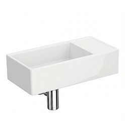 Arezzo 410 x 220mm Cloakroom Basin, Gloss White (No Tap Hole)