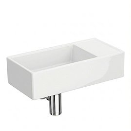 Arezzo 410 x 220mm Cloakroom Basin, Gloss White (No Tap Hole)