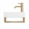 Arezzo 410 x 220mm Gloss White Compact Basin with Brushed Brass Towel Rail Left Hand