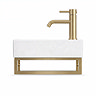 Arezzo 410 x 220mm Gloss White Compact Basin with Brushed Brass Towel Rail