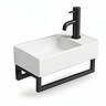 Arezzo 410 x 220mm Gloss White Compact Basin with Matt Black Towel Rail