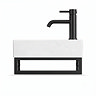Arezzo 410 x 220mm Gloss White Compact Basin with Matt Black Towel Rail