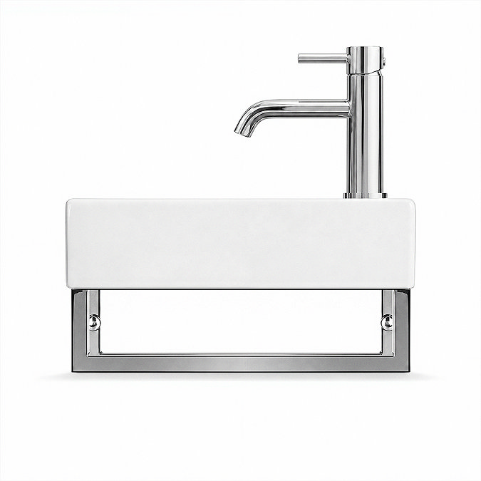 Arezzo 410 x 220mm Gloss White Compact Basin with Chrome Towel Rail