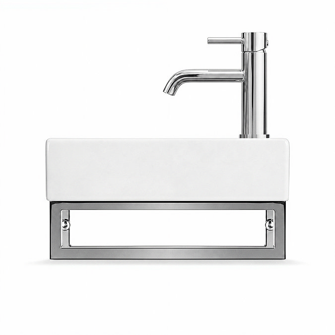 Arezzo 410 x 220mm Gloss White Compact Basin with Towel Rail