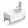 Arezzo 410 x 220mm Gloss White Compact Basin with Chrome Towel Rail