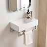 Arezzo 410 x 220mm Gloss White Compact Basin with Chrome Towel Rail